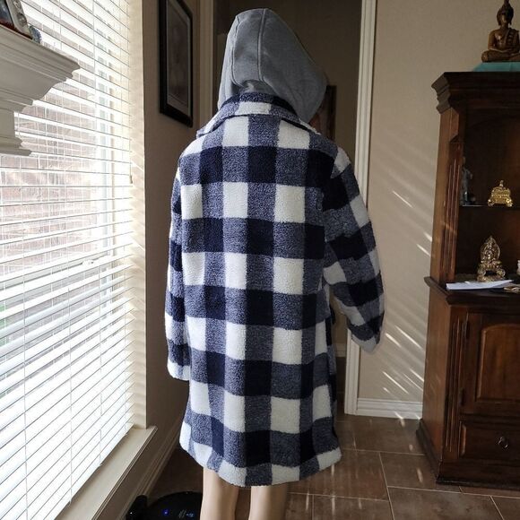 Steve Madden Navy & White Plaid Buffalo women's jacket - Picture 7 of 16